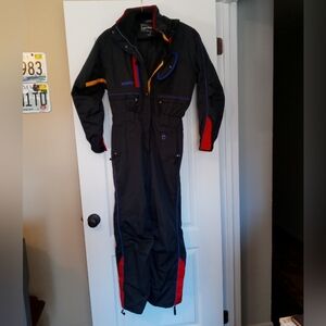 Obermeyer Ski Suit Black and Red One Piece